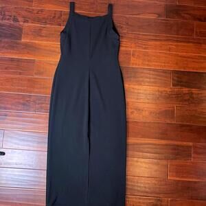 All That Jazz Vtg Dress 90s Y2K Maxi Black  Stretch Bodycon Textured Size L